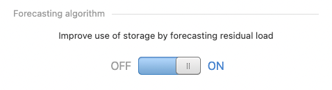 A toggle switch with two options 'Off' and 'On' that enables forecasting. The switch is turned on.